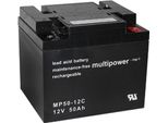 1X Batteria Al Piombo Multipower MP50-12C Pb 12V 50Ah A Prova Di Ciclo Filettatura Interna M6