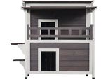 Succebuy Casetta Per Gatti Da Esterno, Resistente Alle Intemperie, Rifugio Per Gatti Selvatici, Grande Casetta In Legno A 2 Piani Con Balcone, Porte, Sportelli In Pvc E Tetto Aperto, 30 "L X 30 ""L X 32 ""H Per Più Gatti"