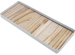 3.01 Vassoio In Metallo Con Base In Legno - Circa 45,5 X 18 Cm - Decorazione In Bianco/Natura