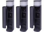 Novatool 3X Dissuasore Luminoso Con Presa Di Corrente Radio 2 Pieghevole Antracite Rotondo Con Copertura Smart Wifi App IP44 Presa Di Corrente Presa Di Corrente Esterna Giardino Presa Di Corrente Esterna Colonna Presa Di Corrente Giardino Torre (Elettrica)