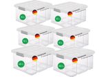 Novaliv 6 Pezzi Set Economico Di Scatole Di Stoccaggio Con Coperchio Trasparente 2X45 L + 4X 15L Nestbar Impilabili Chiusura A Clip Scatole Roll Senza Bpa