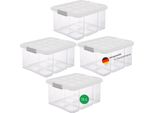 Novaliv 4X Scatole Di Stoccaggio Con Coperchio 15L Trasparente Nestbar Scatole Di Stoccaggio Impilabili Con Chiusura A Clip Scatola In Plastica Senza Bpa 41 X 29 X 20 Cm