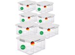 Novaliv Set Di 7 Scatole Economiche Con Coperchio Trasparente 1X80 L + 2X 15L + 4X 5L Impilabili Chiusura A Clip Scatole Roll Senza Bpa