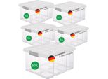 Novaliv 5 Pezzi Set Economico Di Scatole Di Stoccaggio Con Coperchio Trasparente 1X80 L + 4X 15L Nestbar Impilabili Chiusura A Clip Scatole Roll Senza Bpa