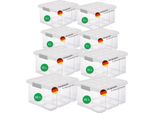 Novaliv 8 Pezzi Set Economico Di Scatole Di Stoccaggio Con Coperchio Trasparente 2X55 L + 2X 15L + 4X 5L Scatole A Rotolo Impilabili Con Chiusura A Clip Senza Bpa
