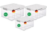 Novaliv Set Di 3 Pezzi Economici Con Coperchio Trasparente 1X 55 L + 1X 15 L + 1X 5 L Impilabile Chiusura A Clip Scatole A Rotolo Senza Bpa