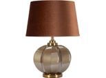 Praga Lampada Da Tavolo Vetro Ferro Stoffa Marrone Oro 40,5X57Cm