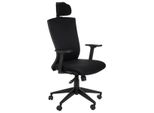 Sedia Da Ufficio Ergonomica Girevole HG-0004F, Base In Nylon, Braccioli Regolabili, Poggiatesta, Nero