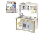 Yuenfong Cucina Giocattolo In Legno, Cucina In Legno Con Utensili Da Cucina Inclusi 14 Accessori Giocattolo Per Alimenti E Pentole, Giocattolo Per Bambini, 68 X 26 X 78 Cm