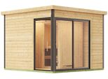 Saunahaus WEKA 412, beige, Saunaofen, externe Steuerung, 9 kW, Saunen