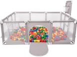 Selonis Playpen Grande Parco Giochi Con 900 Palline Playpen Per Bambini, Grigio:Giallo/Verde/Blu/Rosso/Arancio