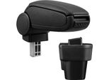 [Bracciolo Centrale, Perfetto Per CitroëN Nemo / Peugeot Bipper / Fiat Fiorino Iii / Fiat Qubo Dal 2007 - Bracciolo Con Vano Portaoggetti - Rivestito - - Nero Con Cuciture Nere
