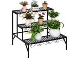 Costway Supporto Per Piante In Metallo A 3 Livelli, Scaffale Multifunzionale Per Piante Da Esposizione Per Interni Ed Esterni, Scaffale Per Piante Da Fiore Per Patio Giardino Balcone, Nero