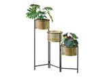 Portapiante Doel Portafiori Con 3 Vasi Per Piante Portafiori Pieghevole Metallo Nero Ottone