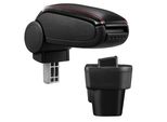 [Bracciolo Centrale, Perfetto Per CitroëN Nemo / Peugeot Bipper / Fiat Fiorino Iii / Fiat Qubo Dal 2007 - Bracciolo Con Vano Portaoggetti - Rivestito - - Nero Con Cuciture Rosse