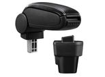 [Bracciolo Centrale, Perfetto Per CitroëN Nemo / Peugeot Bipper / Fiat Fiorino Iii / Fiat Qubo Dal 2007 - Bracciolo Con Vano Portaoggetti - Rivestito - Pelle Artificiale - Nero Con Cuciture Bianche