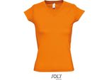 Sols 11388 | Maglietta Donna Con Scollo A V Moon - Colore: Arancione - Taglia: 3XL