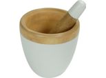 Fine Asianliving Set Di Mortai/2 In Legno Di Mango Fatti A Mano In Thailandia Bianco