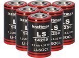 6X Kraftmax Batteria Al Litio 3,6V LS14250 1/2 Aa - Cella ER14250 Li-Socl2