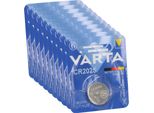 10X Varta CR2025 Batterie A Bottone Al Litio 3V 1 Blister