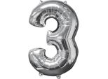 Amscan® 3195701 Palloncino In Foil Xl Numero 3 - Argento