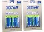 8X Xcell Mignon Aa Ricaricabili Ni-Mh 1,2V 2700Mah In Blister Da 4 Batterie