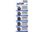 Set Di 5 Xcell CR2025 A Bottone Al Litio 3V / 170Mah
