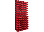 Pannello Portautensili A Parete 57,6 X 117 Cm Con 81 Pezzi. Scatole Da Appendere Scatole Impilabili Rosse E Nere