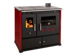 Cucina A Legna Praktik Lux Eco Con Piano Cottura E Forno In Ghisa - Potenza Nominale 9,5 Kw - Pannelli Laterali Rossi - Classe Di Efficienza Energetica A+