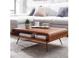 Finebuy Couchtisch Sheesham Massivholz 90Cm Retro Design Ablage Wohnzimmertisch