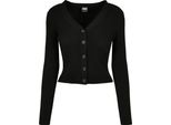 Urban Classics Donna - Cardigan Corto A Costine Schwarz - 4X