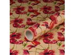 Carta Da Regalo Fiori Di Papavero, Vintage, Carta Kraft, Liscia, 0,70 X 10 M