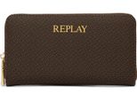 Replay Portafoglio Zip Around Wallet Brown Cocoa + Black Marrone Scuro