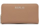 Replay Portafoglio Zip Around Wallet Dirty Pale Beige + Black Marrone Chiaro
