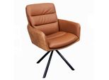 Riess-Ambiente Stuhl BIG George - Cognac Echtleder Microfaser Mit Armlehne Retro Drehbarer Design