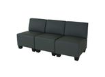 Modular 3-Sitzer Sofa Couch Lyon, Kunstleder ~ Dunkelgrau, Ohne Armlehnen