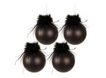 Clayre & Eef Set Di 4 Gingilli Natalizi Ø 8 Cm In Vetro Nero