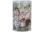 Salvadanai Clayre & Eef Ø 8X13 Cm Gatto Bianco In Metallo