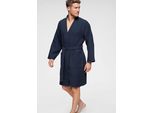 Unisex-Bademantel MY HOME Nora, ideal für Sauna & Spa, Hotelbademantel, Morgenmantel Gr. S, blau (navy), L:100cm in Gr. S, Waffelpiquu00e9, Hausmäntel, Bademantel, Damen & Herren, Kimono-Kragen, Waffelpiqué, Baumwolle, Reisebademantel