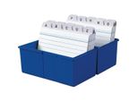 Han 975-14 Scatola Schedario Din A5 Orizzontale, Max. 500 Schede Con Cerniera In Acciaio, Blu