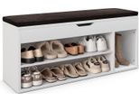 Panca Per Scarpe Costway Con Sedile, Ripiano E Spazio Di Archiviazione, 104 X 30 X 48 Cm, Scarpiera Da Banco, Mobile Per Scarpe Con Cerniera, Bianco