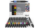 Winsor & Newton Promarker Pennarelli Ad Alcool A Punta E Scalpello, 12+1Pz Tattoo Tones