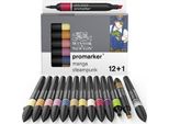 Winsor & Newton Promarker Pennarelli Ad Alcool A Punta E Scalpello, 12+1Pz Manga Steampunk