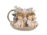 Clayre & Eef Decorazione Natalizia Con Illuminazione A Led Portacandele 14X13X10 Cm Angelo In Poliresina Marrone