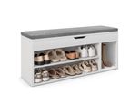 Costway Panca Per Scarpe Con Seduta E Spazio Di Archiviazione, 104 X 30 X 48 Cm Panca Per Armadio Portascarpe Legno Grigio