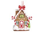 Targhetta Natalizia Clayre & Eef Casa Di Pan Di Zenzero 7X5X9 Cm Plastica Marrone