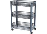 Carrello Portaoggetti Mobile, 3 Ripiani, Grigio, 46,5X26X58,8Cm