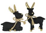 Dekofigur I.Ge.A. "Tierfigur Elch", Schwarz, B:7Cm H:8Cm, Polyresin, Dekofiguren, Figur Rentier Skulptur Statue Weihnachtsdeko Hirsch Dekohirsch Advent