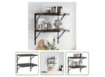 The Living Store Mensole A Muro 2 Pz. 50X40 Cm Nero Acciaio Inox