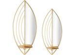 Portacandele Da Parete Foglia Mauro Ferretti – Set Da 2 18X13X41 Cm & 15X13X35 Cm Oro